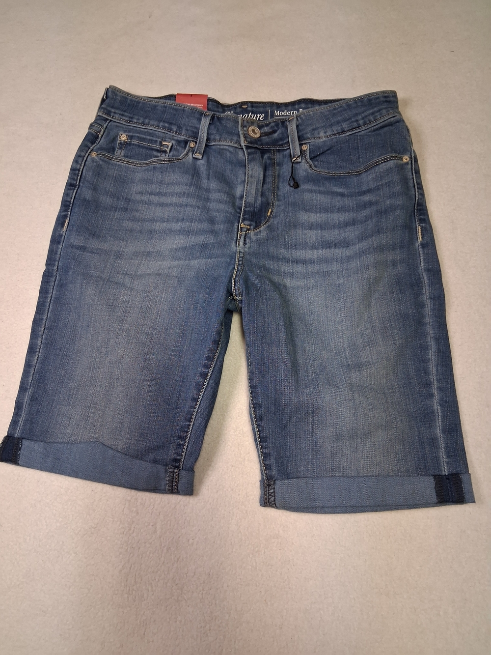 Signature by Levi Strauss Women's Medium Blue Denim Bermuda Shorts